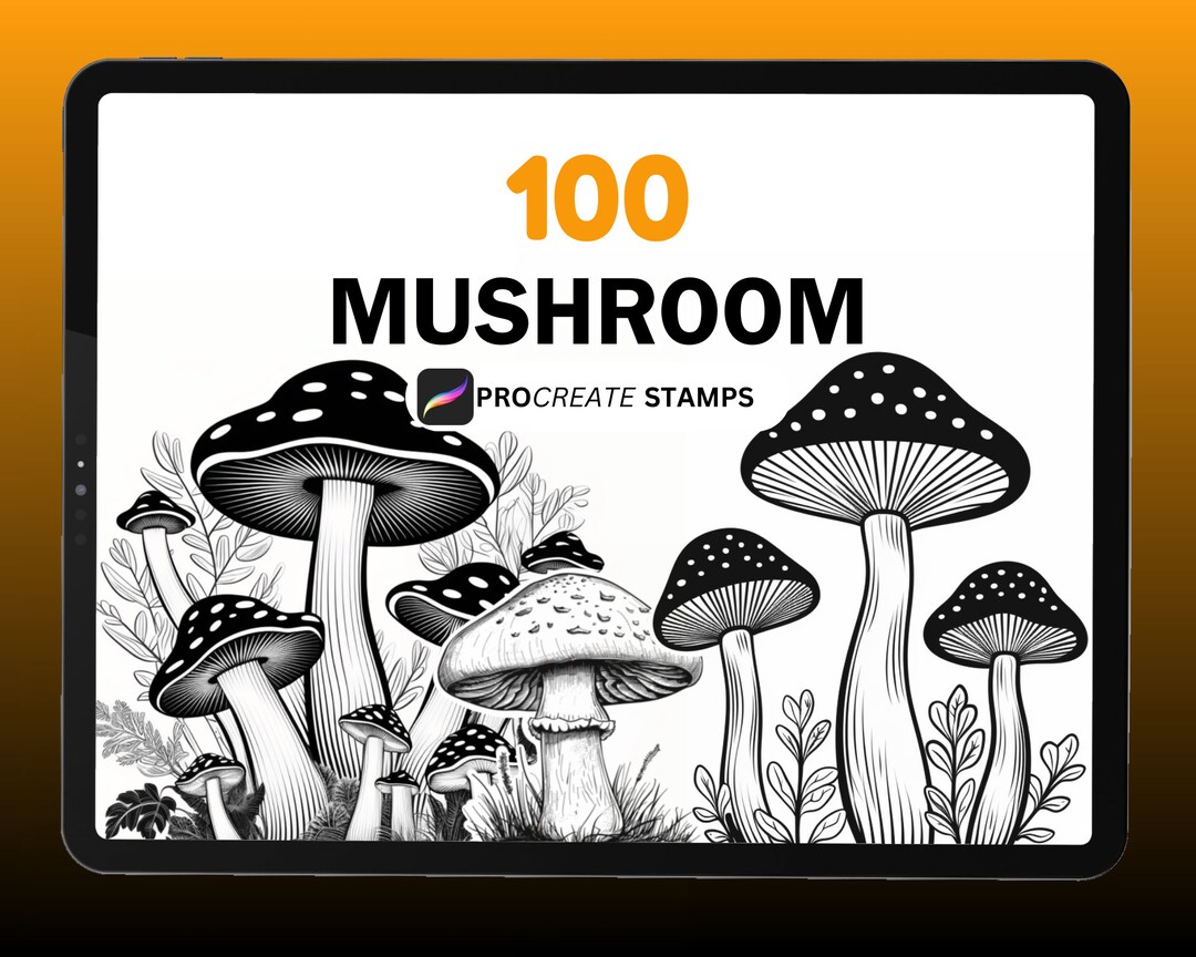 100 Mushroom Procreate Stamps: Fungi, Plant & Nature (digital Download ...