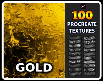 May include: 100 Procreate Textures Gold - A digital download of 100 gold textures for use in the Procreate app.