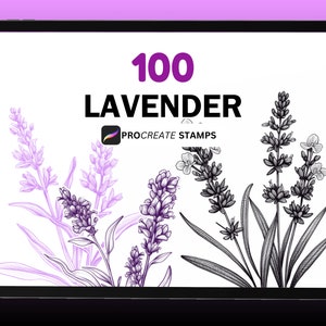 100 Lavender Procreate Stamps: Botanical Floral Brush Set (Digital Download)