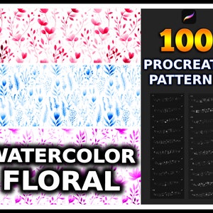 100 Procreate Watercolor Floral Pattern Brushes, tiny Watercolor floral Pattern, Minimalist Floral Brushes, Flowers Pattern Brush