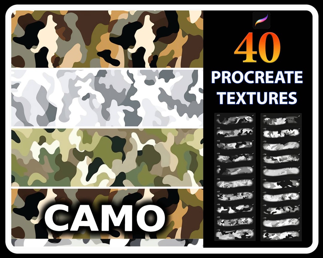 Procreate Camo Pattern Texture Brushes Seamless Camo Texture Etsy