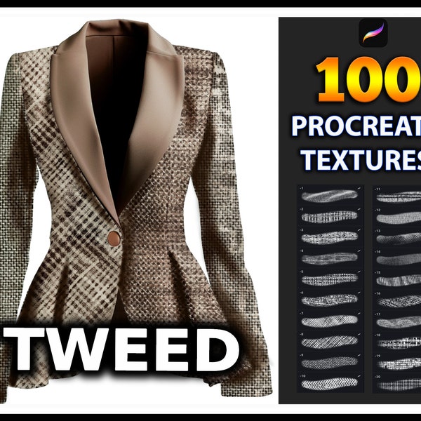 100 Procreate Fabric Tweed Texture Brushes, Tweed texture for procreate, Textile brushes, Procreate Clothes texture, Procreate Fashion