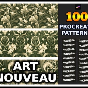 100 Art Nouveau Floral Pattern Brushes for Procreate (Digital Download)