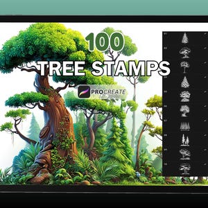 100 Tree Procreate Stamps – Forest Stamps | Tree Clipart, Nature Procreate Brushes for Landscape & Woodland Art