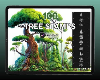 Tree Procreate Stamps: Forest Landscape Art Brushes (Digital Download)