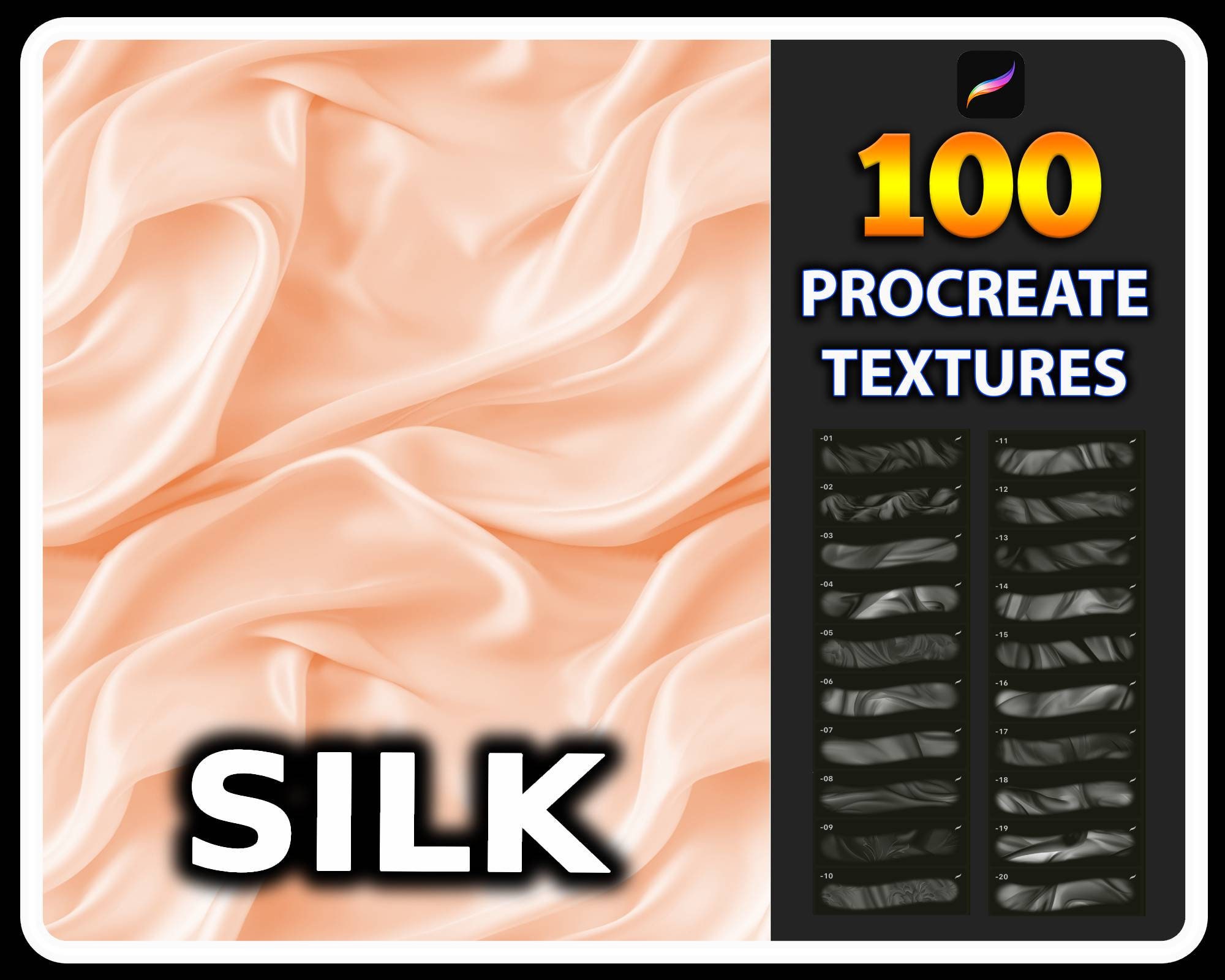 Procreate Silk Texture Brushes, Silk fabric texture for procreate, Silk brushes, fabric procreate texture, Textile texture brushes