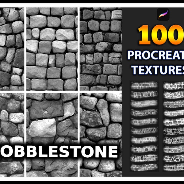 100 Procreate Cobblestone Texture Brushes, realistic Stone texture for procreate, Pavement Texture, Procreate Paving texture, Stone texture