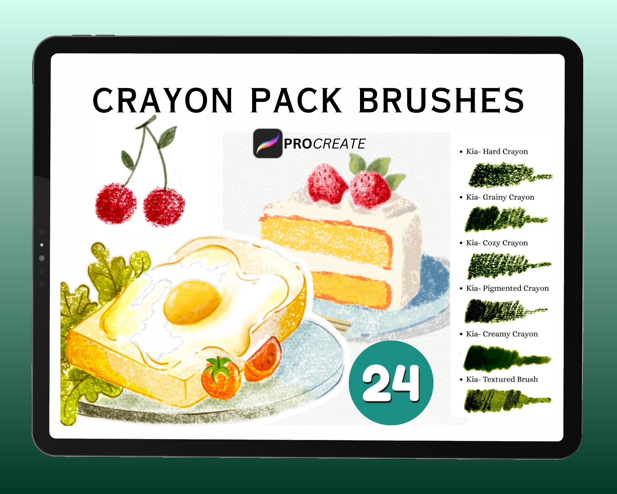 Procreate Crayon Brush Pack – 20+ Realistic Crayon Brushes with Canvas Paper Texture