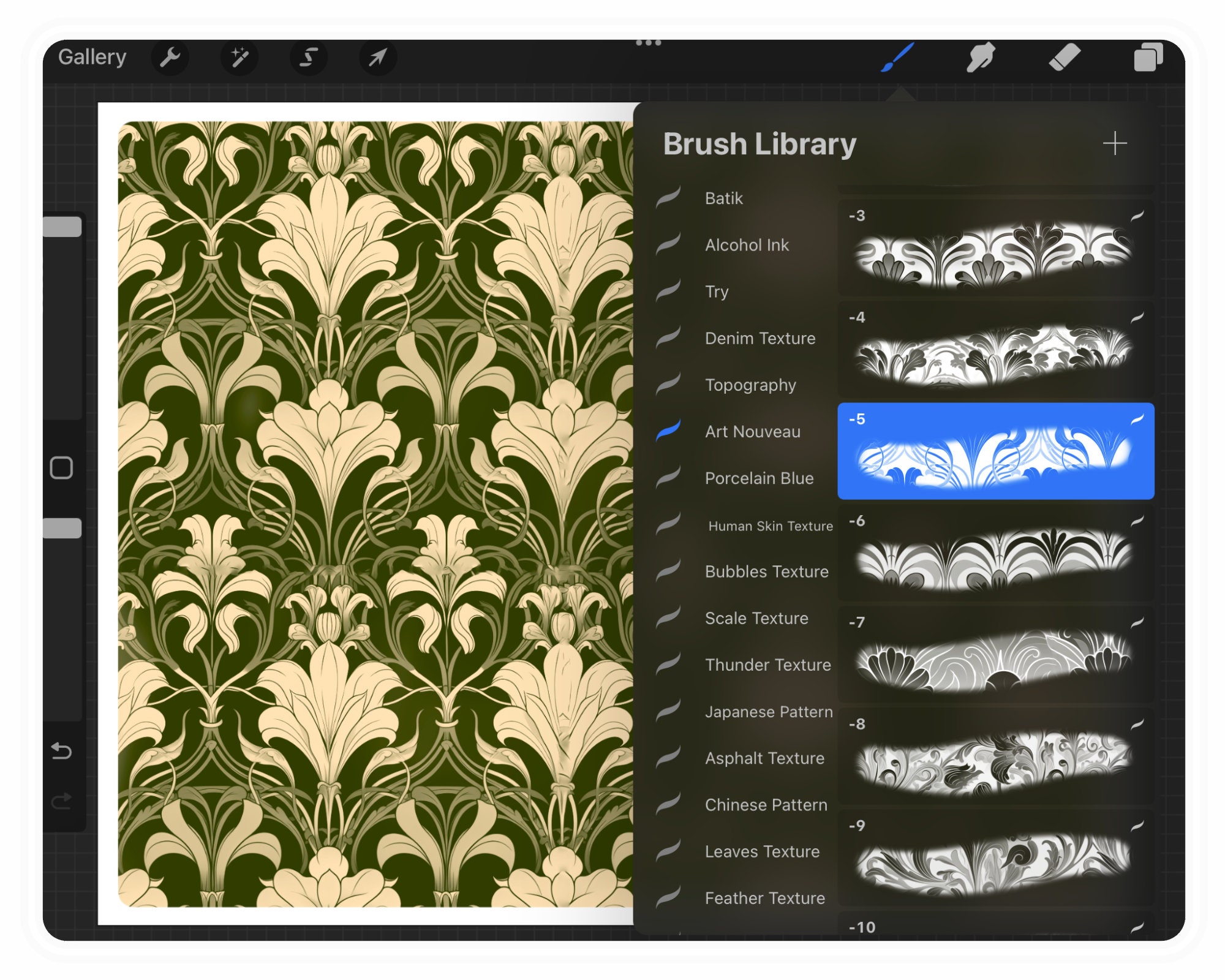 100 Art Nouveau Floral Pattern Brushes for Procreate (digital Download ...