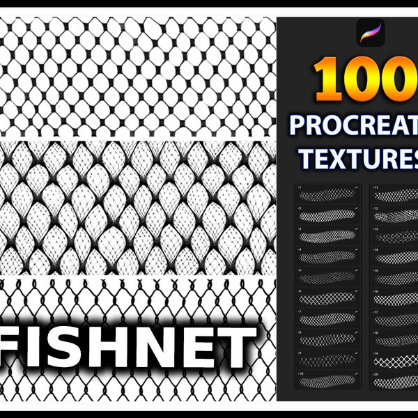 100 PROCREATE FISHNET TEXTURE, Procreate Fishnet Brush, Lace Texture, Fishnet Brushset, Seamless Lace Brushes, Fishnet Texture Procreate