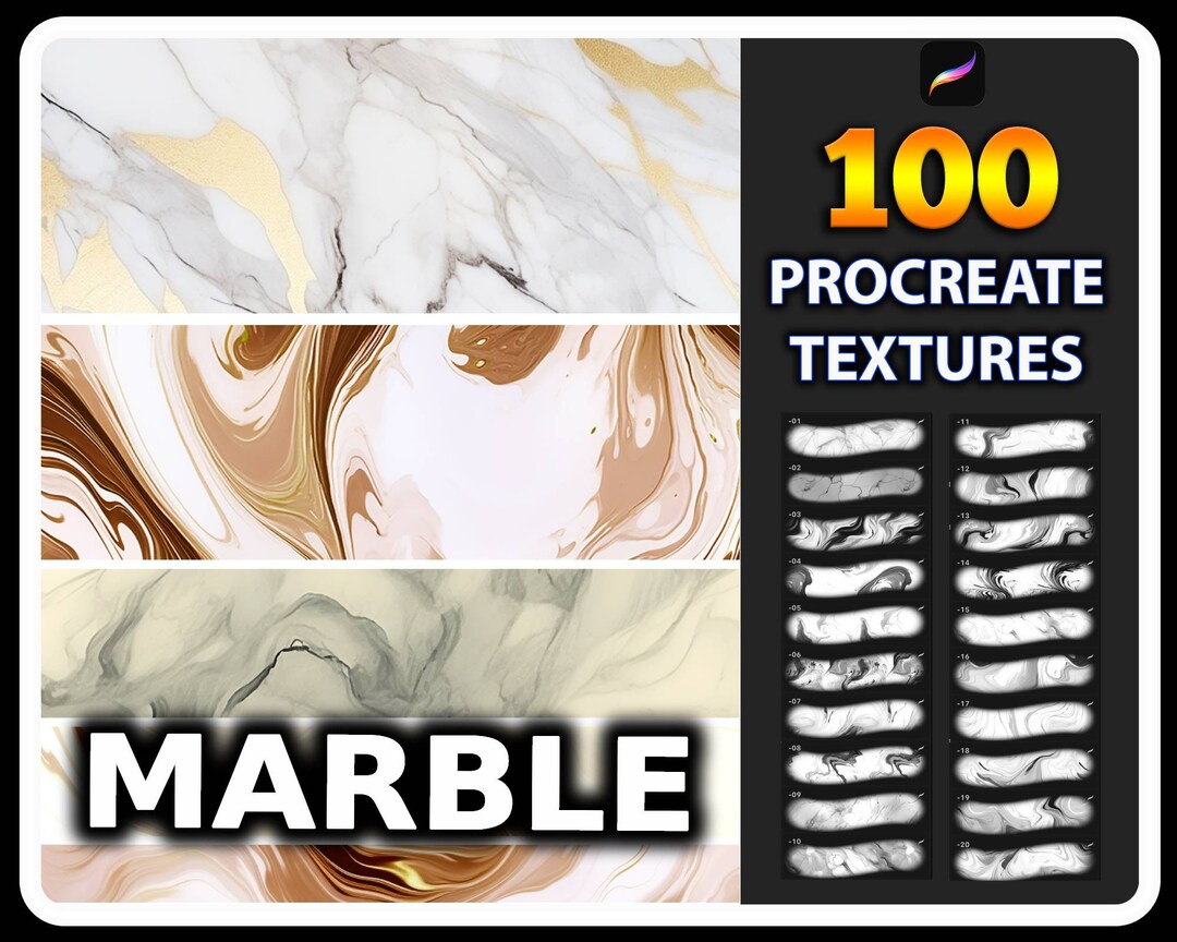 Procreate Marble Texture Brushes, Seamless Marble Texture for Procreate