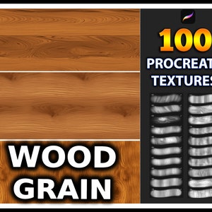 Puede incluir: 100 Texturas Procreate Grano de madera. Una ilustración digital de texturas de grano de madera para usar en la aplicación Procreate. La imagen muestra una variedad de patrones de grano de madera en blanco y negro.