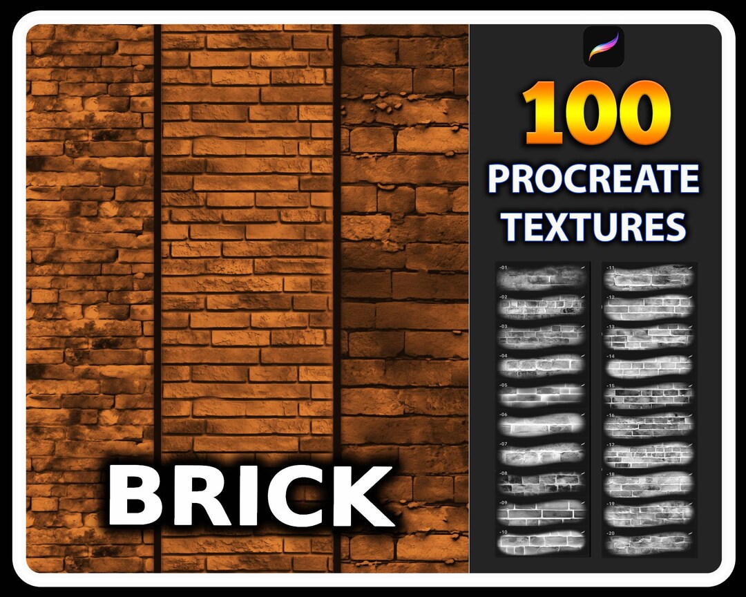 Procreate Brick Texture Brushes, Seamless Brick Texture for Procreate
