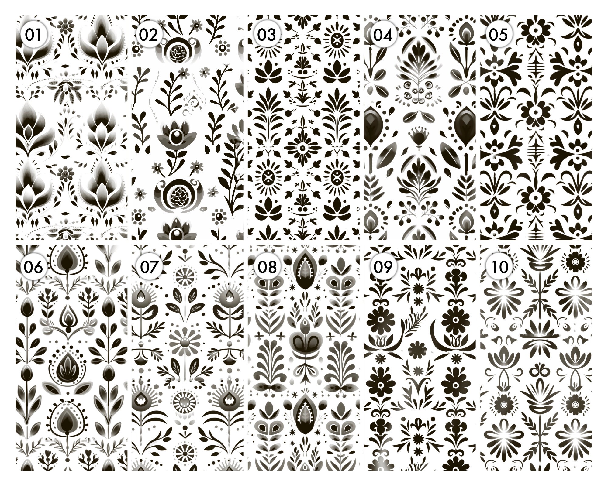 100 Procreate Folk Art Pattern Brushes: Floral & Scandinavian (digital ...