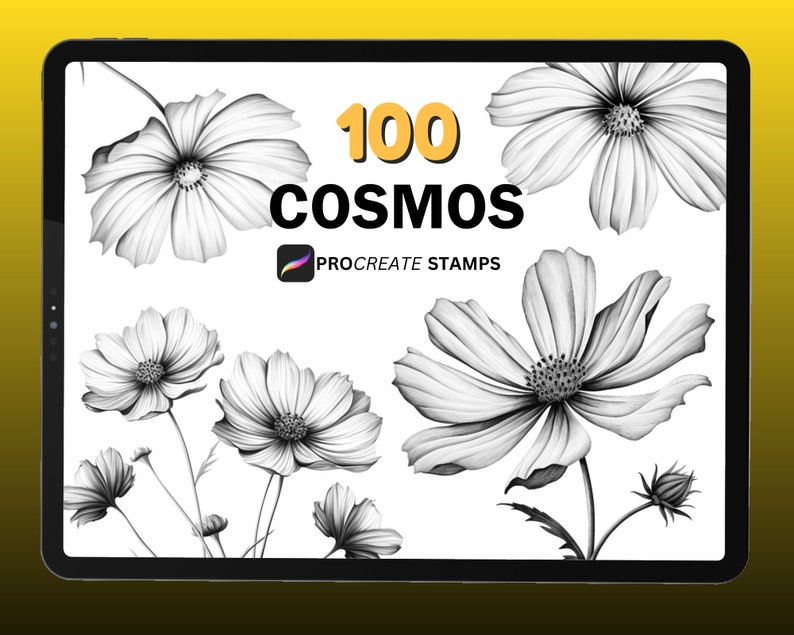 100 Procreate Cosmos Flower Stamps, Cosmos Flower Stamp, Procreate Stamps, Botanical Stamps, Instan Digital Download