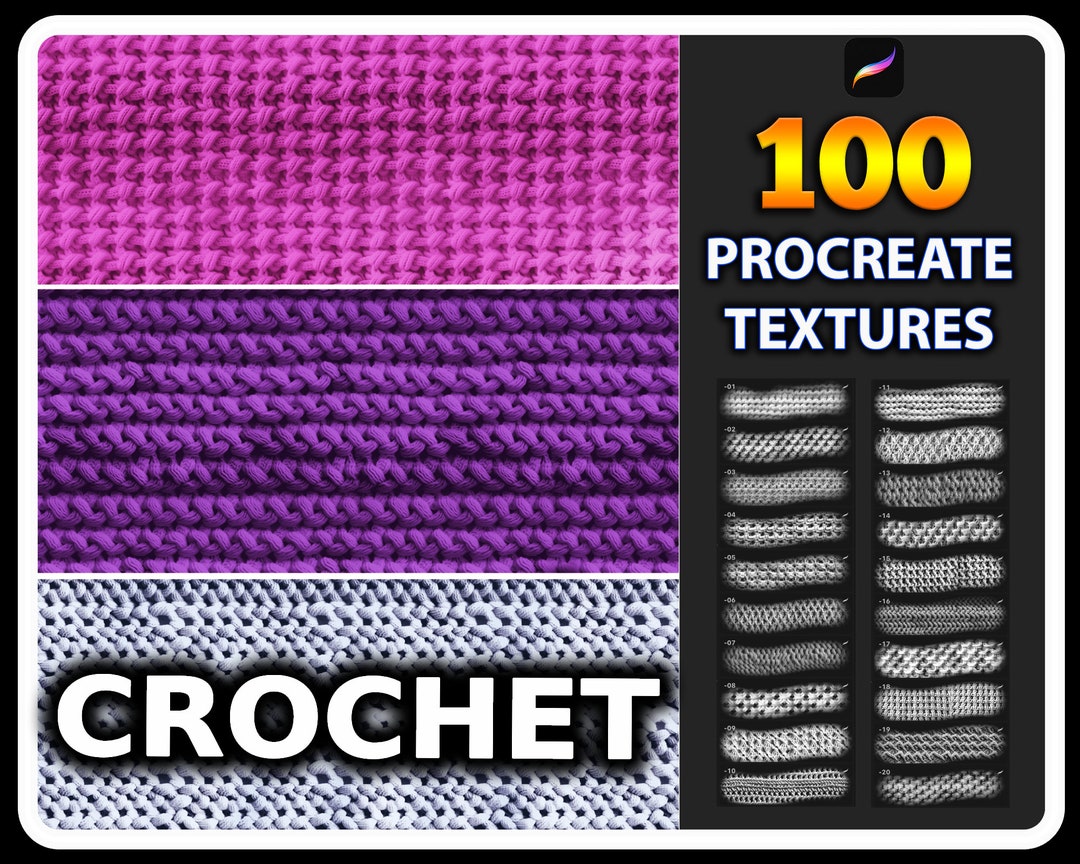 100 Procreate Crochet Texture Brushes, Fabric Texture for Procreate