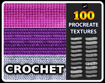 100 Procreate Crochet Texture Brushes, fabric texture for procreate, Crochet brushes, Procreate Crochet stitch texture, Knit Procreate