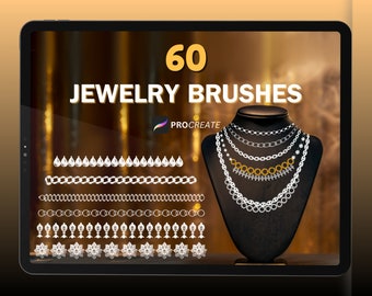 60 brosses à bijoux Procreate, brosses à chaîne Procreate, brosses à collier, brosses à diamants, brosses à pendentif, brosses à chaîne