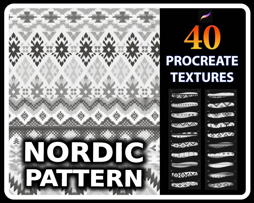 40 Procreate Nordic Pattern Texture Brushes (digital Download) - Etsy