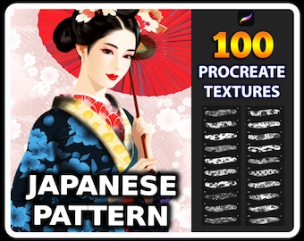 100 Procreate Japanese Pattern Brushes – Traditional Japanese Patterns, Wagara Texture Brushes for Digital Design