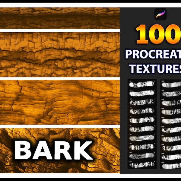 100 Procreate Bark Texture Brushes, tree bark texture for procreate, bark brushes, Realistic bark texture, Procreate wood texture