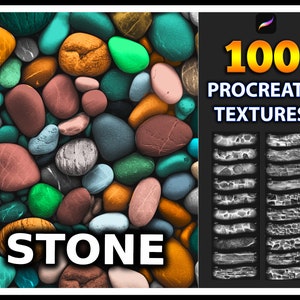 100 pinceles de textura de piedra para Procreate: Muro de piedra sin costuras (descarga digital)
