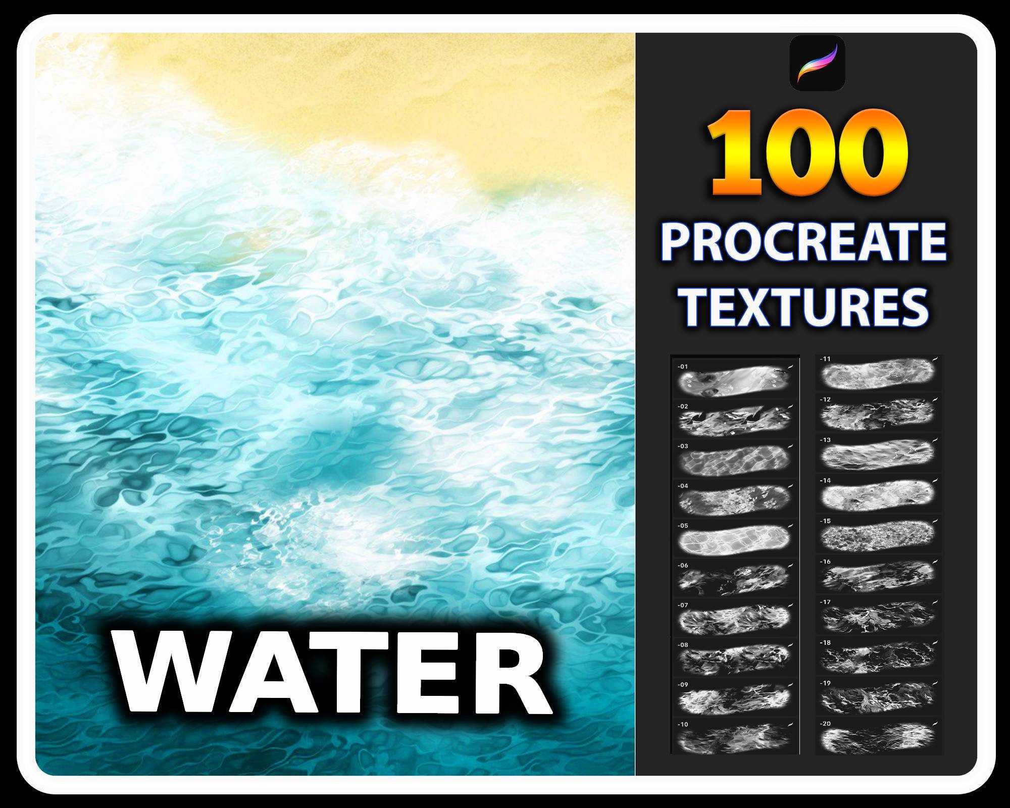 100 Procreate Water Texture Brushes – Ripple, Reflection & Liquid ...