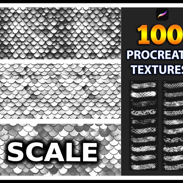 100 Procreate Scale Texture Brushes, Scale texture for procreate, Fish brushes, Procreate Mermaid brush, Procreate Texture, Scale Brushes