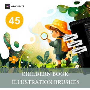 Cozy Illustration Procreate Brush Set: Children Book Drawing Kit, 40+ Brushes (Digital Download)