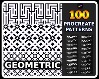 100種類の幾何学模様 Procreate ブラシ：シームレスなデザイン（デジタルダウンロード）