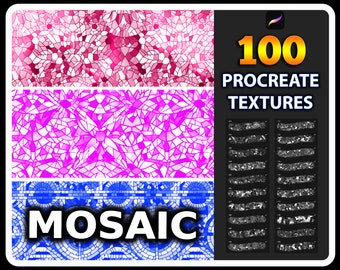 100 Procreate-mozaïektextuurborstels: naadloze patronen (digitale download)