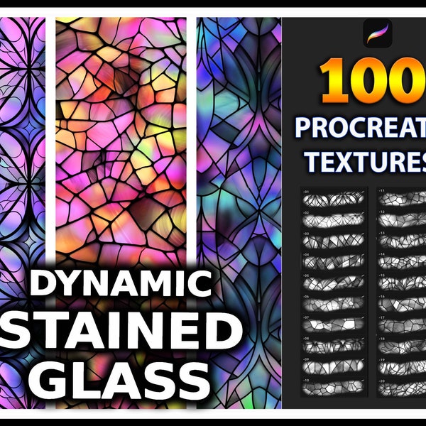 Procreate Stained glass Texture Brushes, Dynamic Stained glass texture for procreate, Glass brushes, stained glass texture, Glass brushes