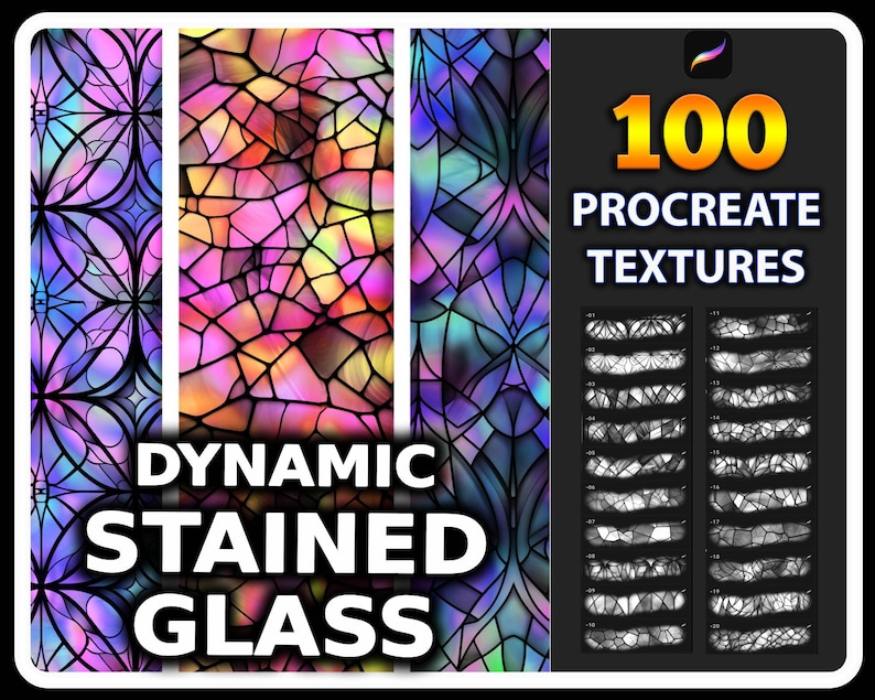 Procreate Stained Glass Texture Brushes, Dynamic Stained Glass Texture for Procreate, Glass