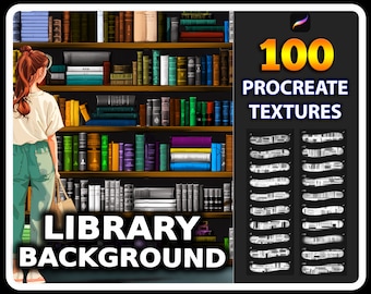 100 pinceaux Procreate pour fond de bibliothèque : ensemble de textures de livre (téléchargement numérique)