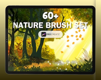 Procreate Nature Brush Set- Leaf, Grass & Tree Stamps for iPad, Forest Brushes Procreate, Brush Set for Environment and Illustration