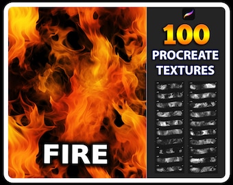 Pinceles de textura de fuego para Procreate: 100 efectos de llama realistas (descarga digital)