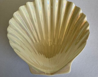 Vintage Antique Iridescent Ceramic Shell Dish