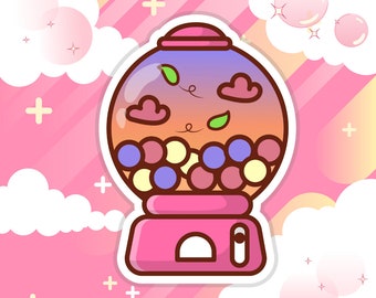 Kawaii Pink Gumball Machine Sticker, Scrapbooking Stickers Laptop Decal, Starbucks Stanley Tumbler Cup, Hydro Flask, Memo Pad Planner