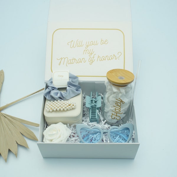 Dusty Blue  Bridesmaid Proposal Box | Signature Box | Personalized Gift Box | Proposal Box Set | Maid of Honor Gift
