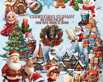 Cartoon Weihnachten Clipart, Weihnachten PNG Clipart, Cartoon Clipart, Weihnachtsschmuck, sofortiger Download für kommerzielle Nutzung