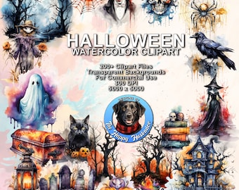 Watercolor Halloween Clipart, Halloween PNG Clipart, Halloween Watercolor PNG, Halloween Crafts, Watercolor Clipart, Halloween Clipart