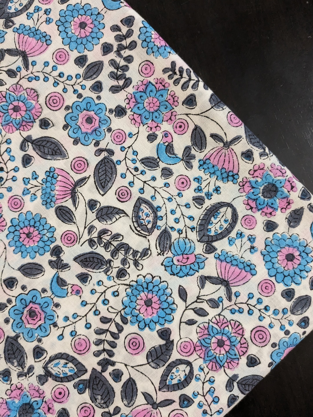 Floral Hand Block Print Fabric, Fabric for Dress Making, Fabric for