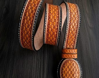 Herren Ledergürtel / Ledergürtel: Handgefertigtes Western Cowboygürtel Geschenk für Ihn