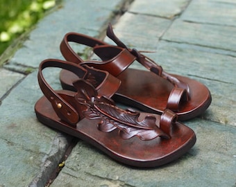 Handmade Leather Flat Sandals: Greek Boho Wedding Shoes