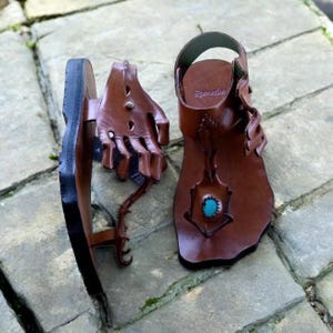 Roman Brown Leather Sandals / Genuine Leather Sandals Women /  Sandals Men Handmade Brown