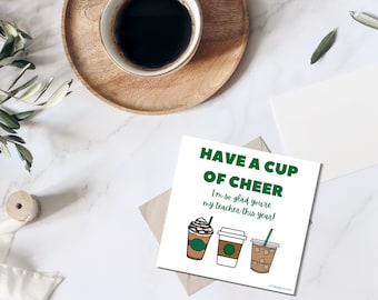 Thank You Card for Teacher - Coffee Gift Card