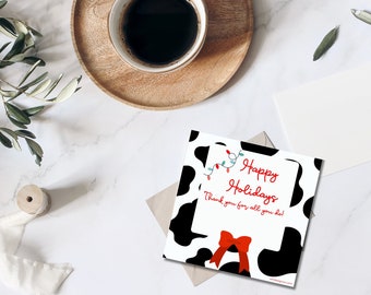 Chick-fil-A Inspired Holiday Thank You Card (Gift Card Printable)