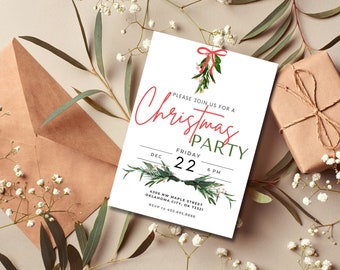 Editable Christmas Party Invitation Template (5x7 Portrait) (Digital Invitation)