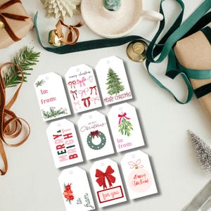 Etiquetas para envolver regalos de Navidad - Etiquetas para regalos - Etiquetas para regalos de Navidad - Lazos - Sencillos