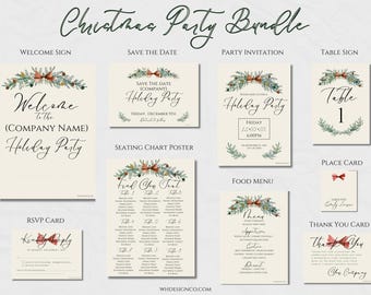 2025 Holiday Design Editable Christmas Party Invitation Bundle: Corporate Event Templates (Digital Download)